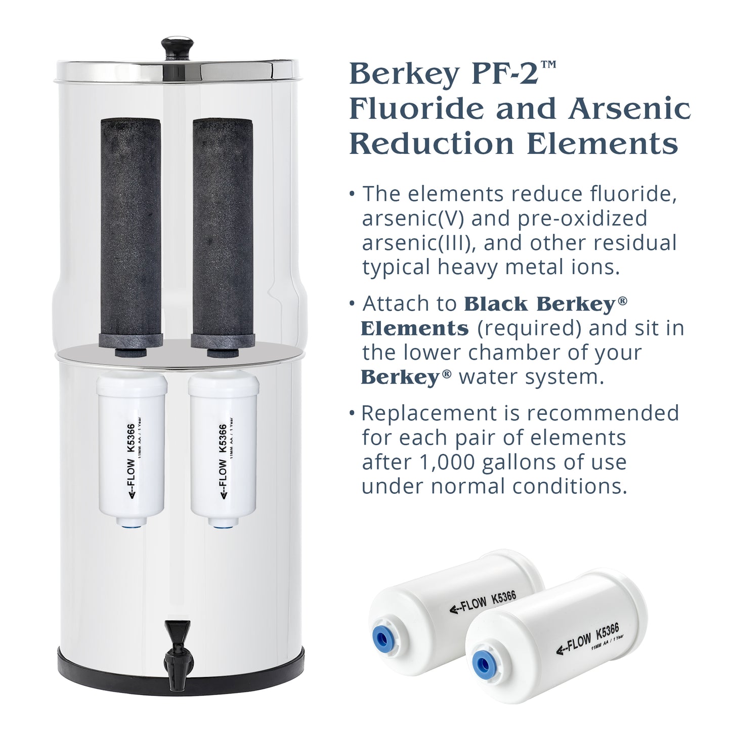 Berkey PF-2TM Fluoride and Arsenic  Reduction Elements